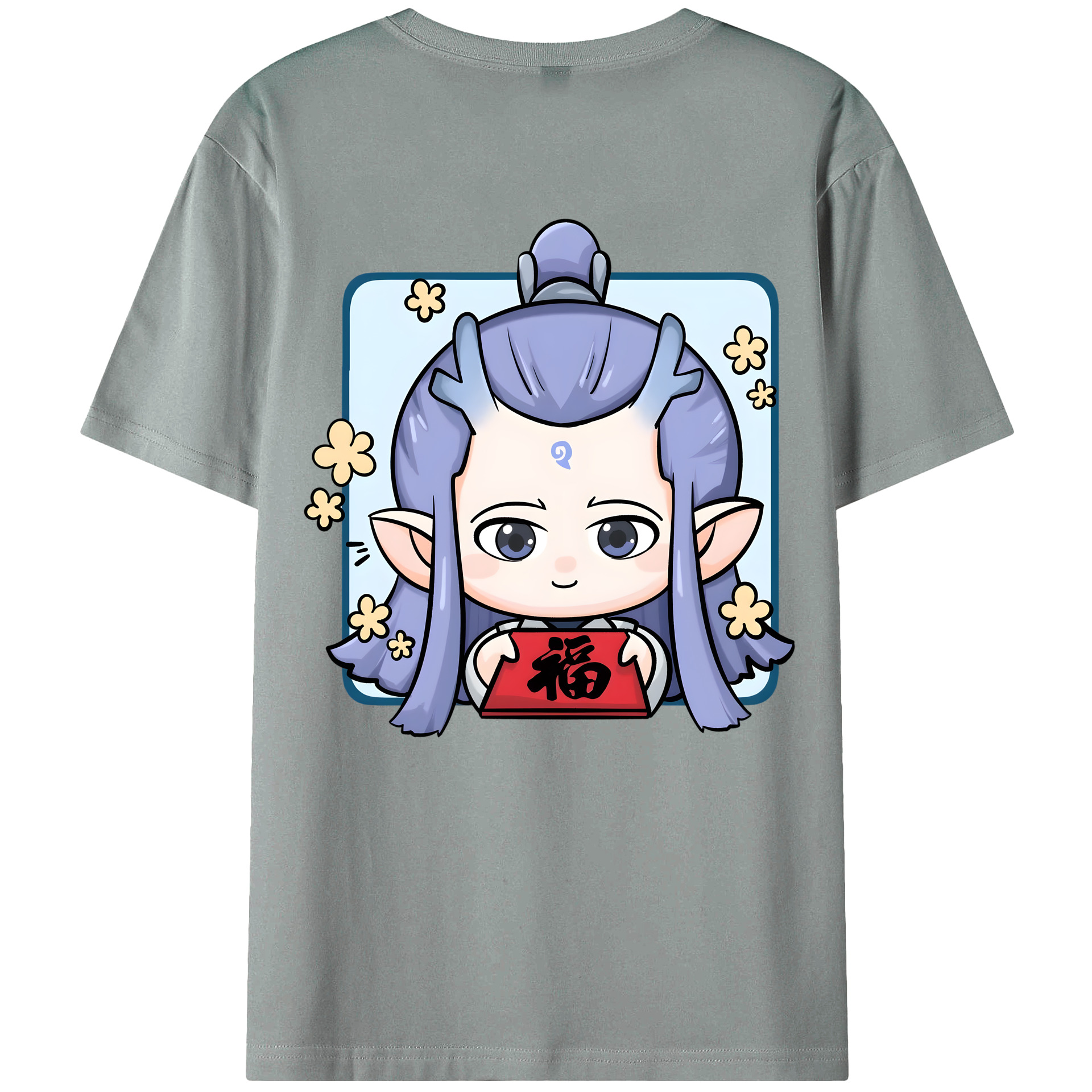 （画像用） Ne Zha 2 ナタ 魔童の大暴れ 綿100％ メンズ半袖Tシャツ（バックプリント） 通気性